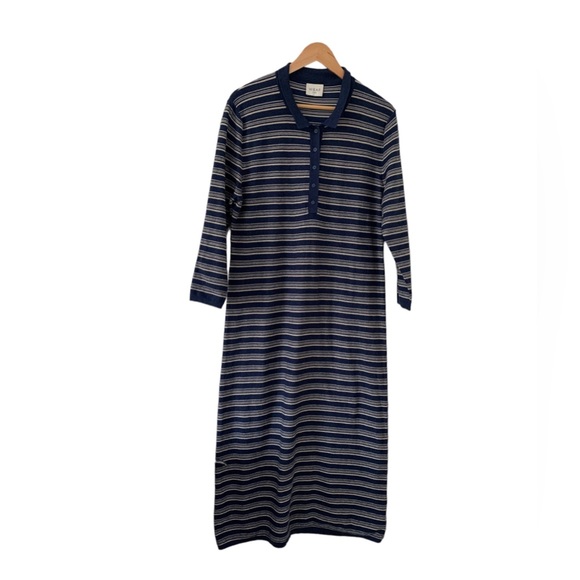 Wrap London Dresses & Skirts - Wrap London Size 14 Dress Long Jumper Knitted Stripe Navy Maxi Nautical